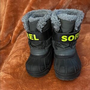 Sorel Black and Gray Boots with Neon Accents